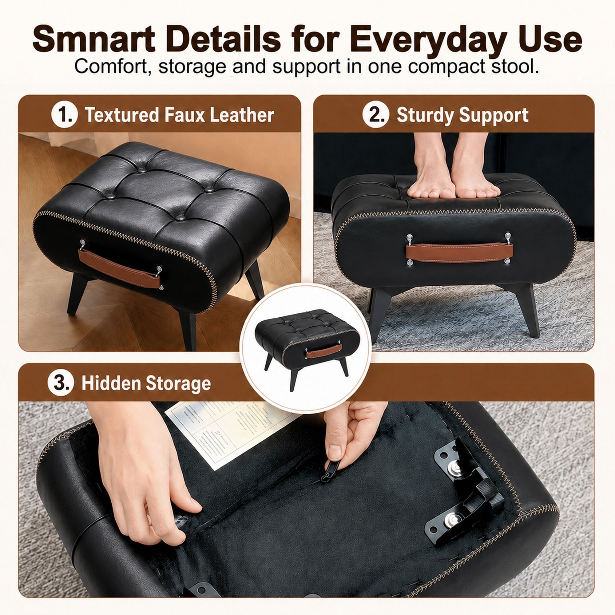 Minimalist Footstool With Hidden Storage