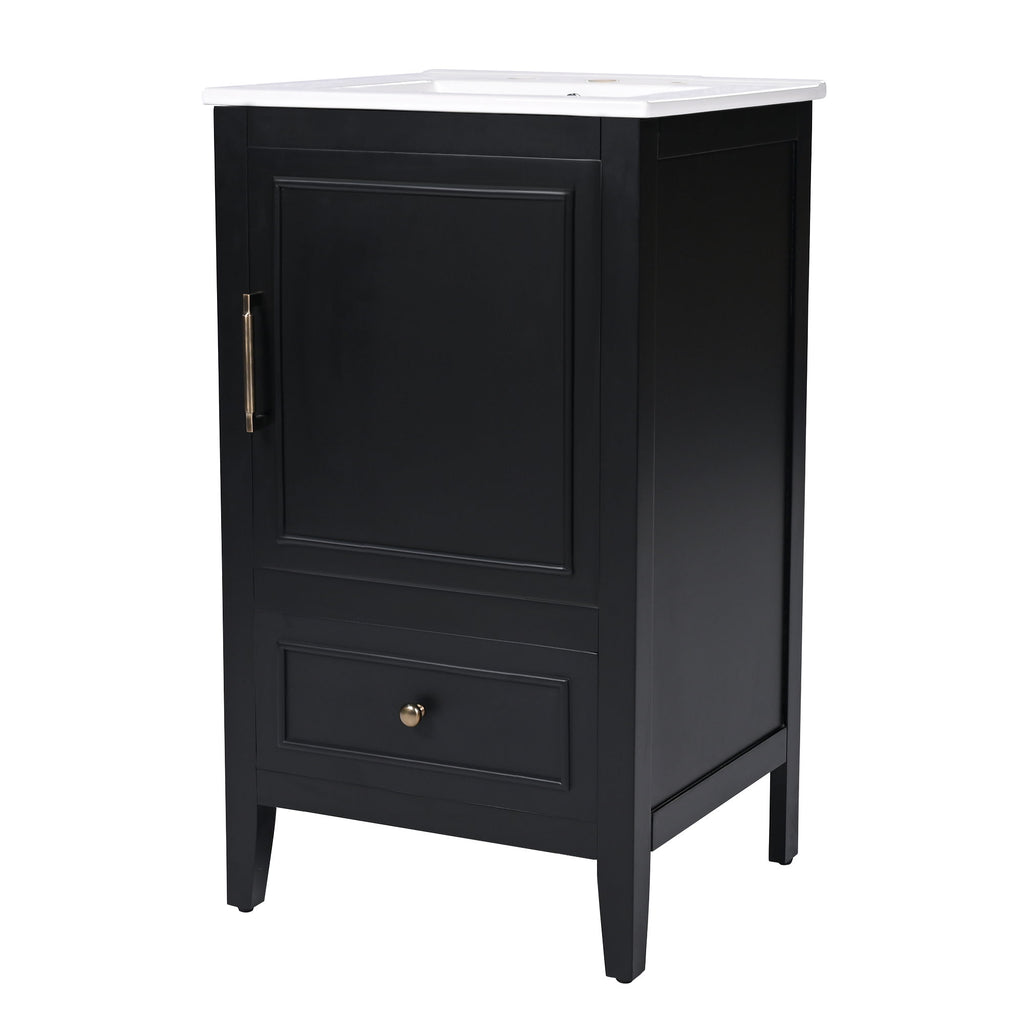 Modern Bathroom Vanity With Sink, Cabinet Storage, Drawer & Adjustable Feet