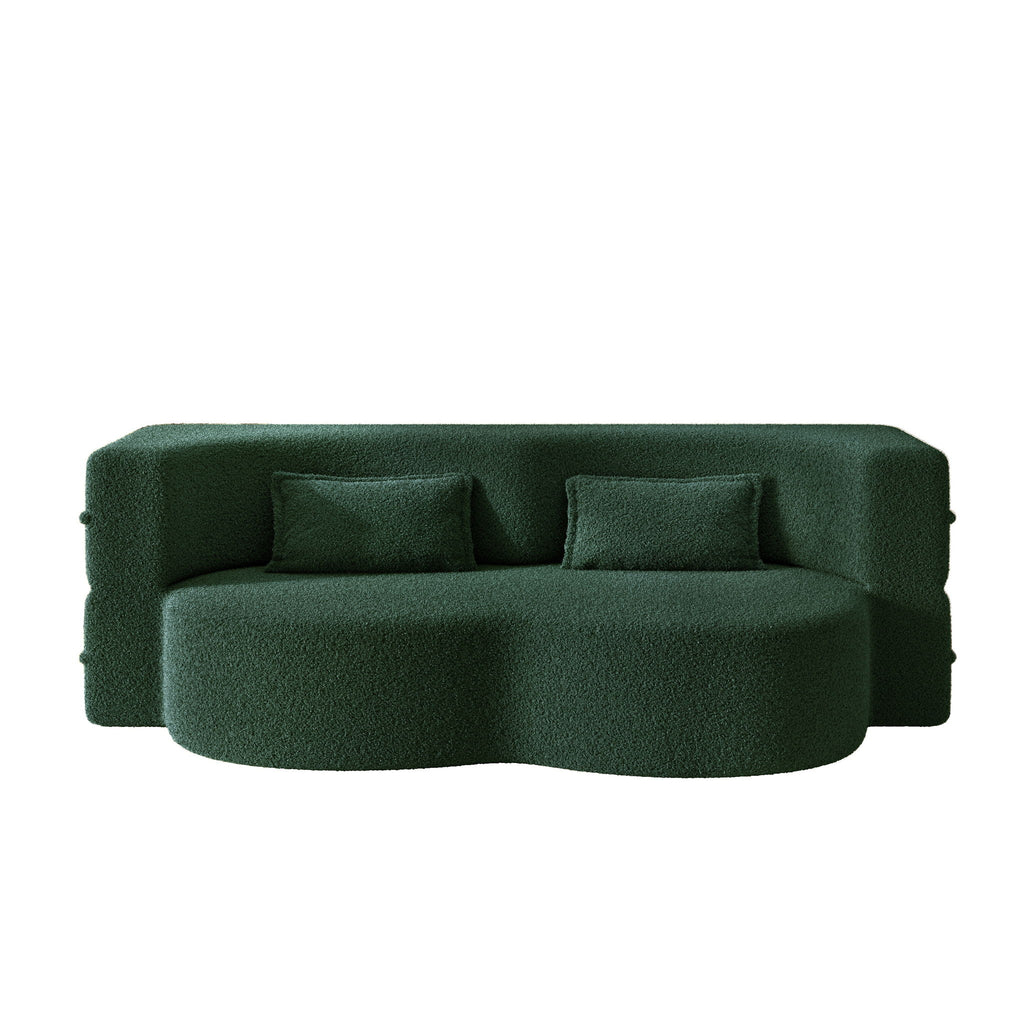 Modern Floor Sleeper Sofa Bed With 2 Pillows, Convertible Twin Size Folding Mattress For Living Room