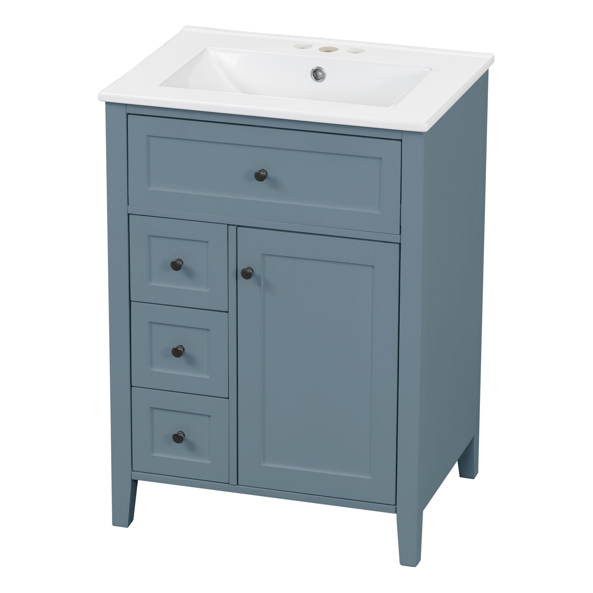 Bathroom Vanity With Sink, 3 Drawers & Cabinet With Adjustable Shelves