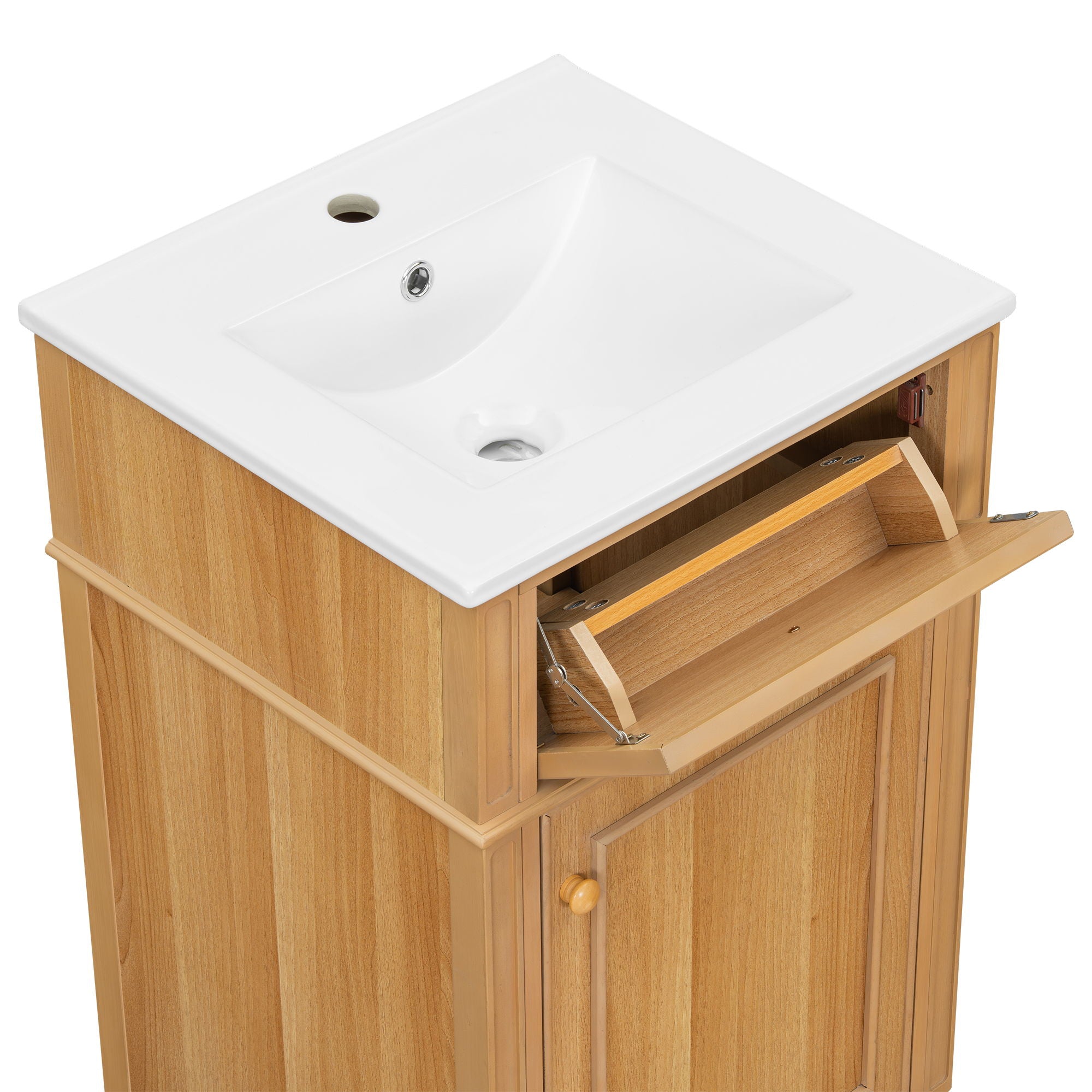 20" Bathroom Vanity With Sink, Adjustable Shelf, Tilt Out Drawer, Freestanding Cabinet - Wood