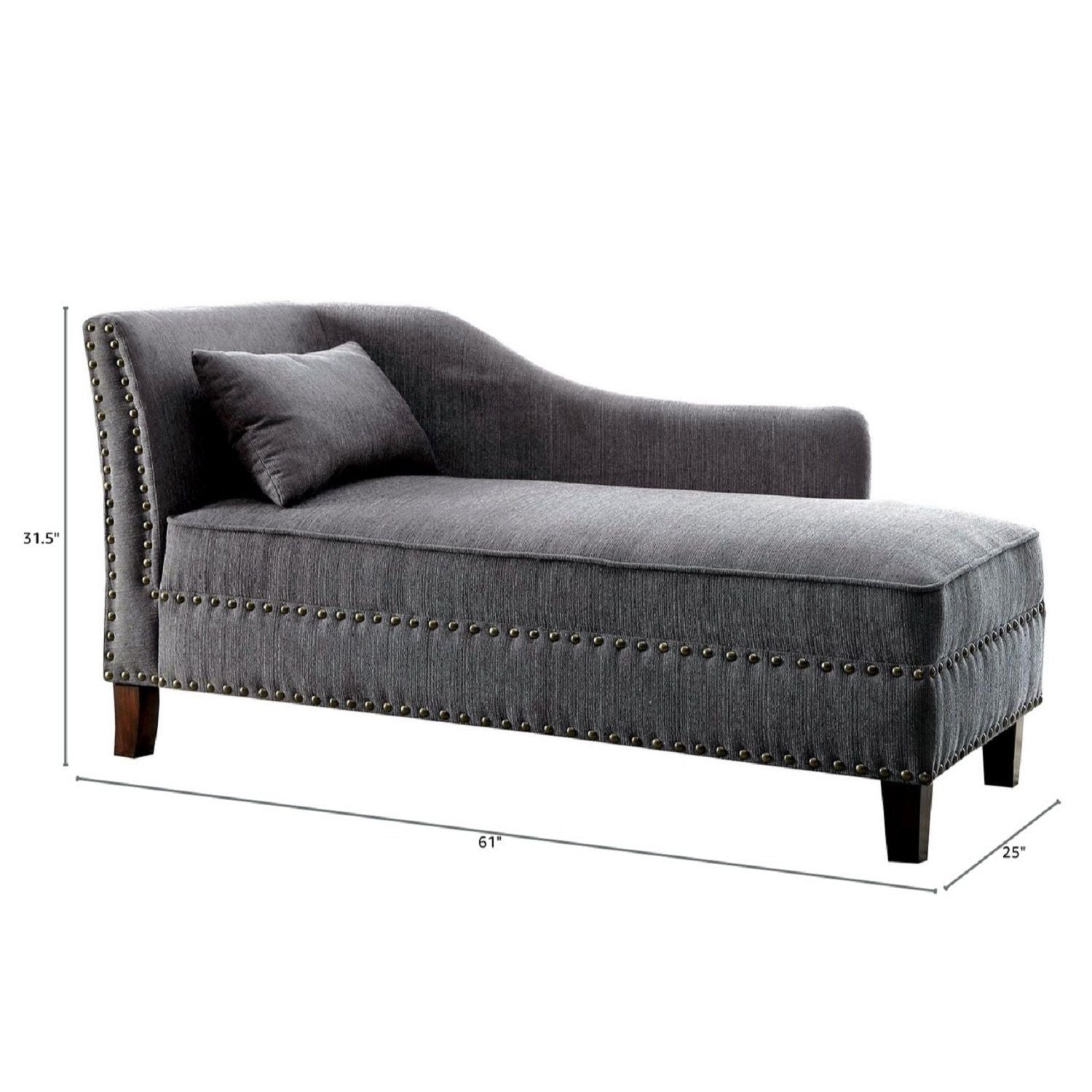 Chaise With Nailhead Trim And Plush Pillow