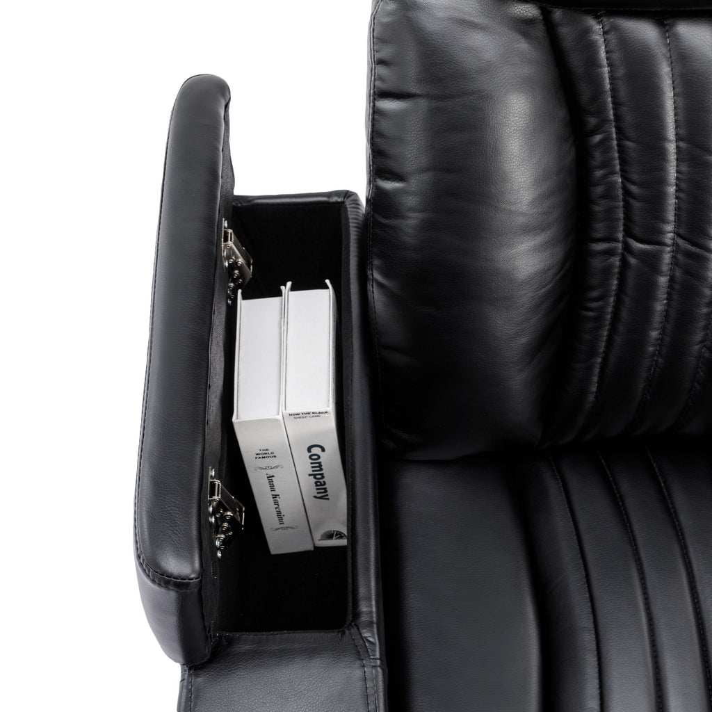 270° Power Swivel Recliner Home Theater Chair With Hidden Arm Storage, LED Light, Cup Holder, And Tray Table