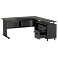 L-Shaped Executive Desk With File Cabinet, Office Workstation With Drawers, Shelves & Storage