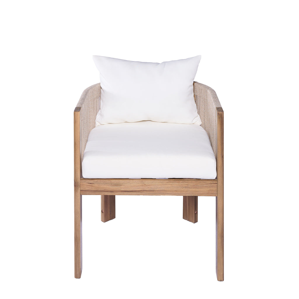 Matera - Patio Dining Chair (Set of 2) With Wraparound Back And Removable Cushion Cover - Teak / Beige