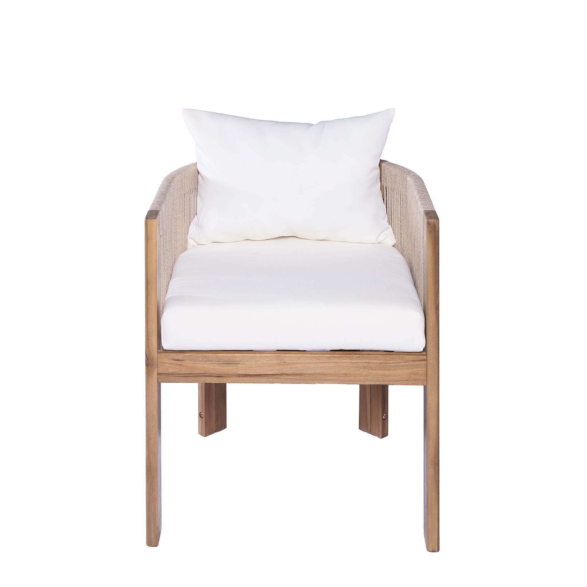 Matera - Patio Dining Chair (Set of 2) With Wraparound Back And Removable Cushion Cover - Teak / Beige