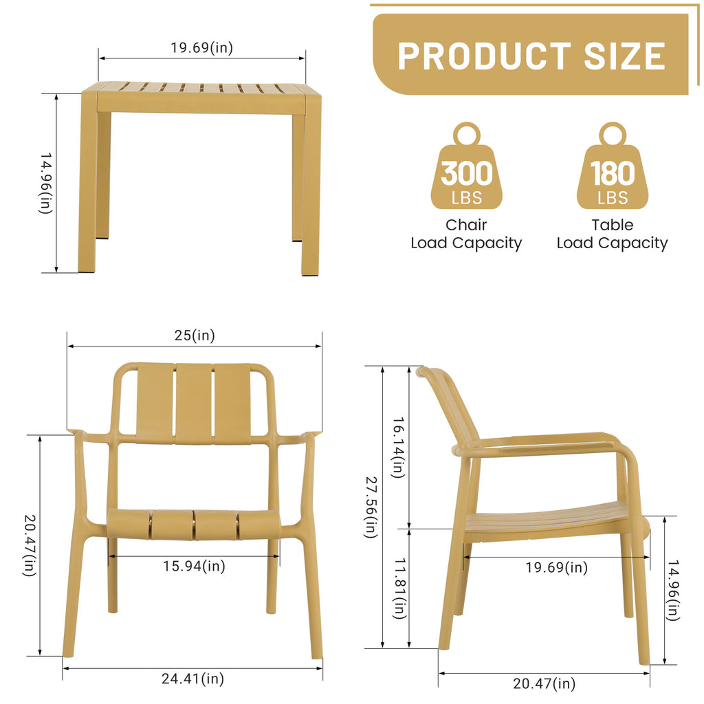 3 Piece Indoor / Outdoor Leisure Table And Chair Set