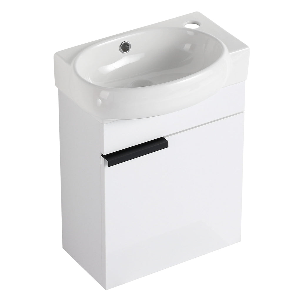Soft Close Doors Bathroom Vanity With Sink, Compact Wall Mounted Design Basin
