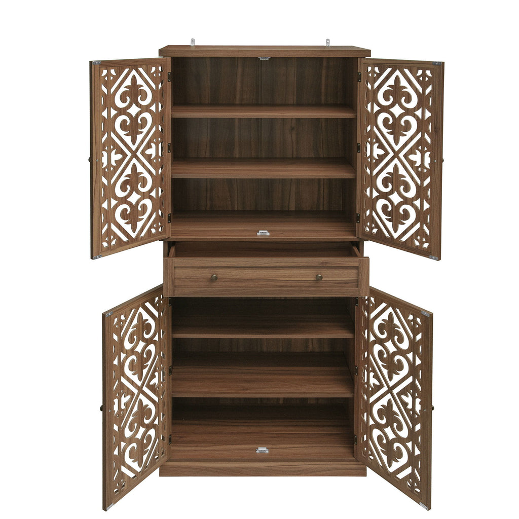 4 Door Cabinet With 1 Drawer, With 4 Adjustable Inner Shelves, Storage Cabinet