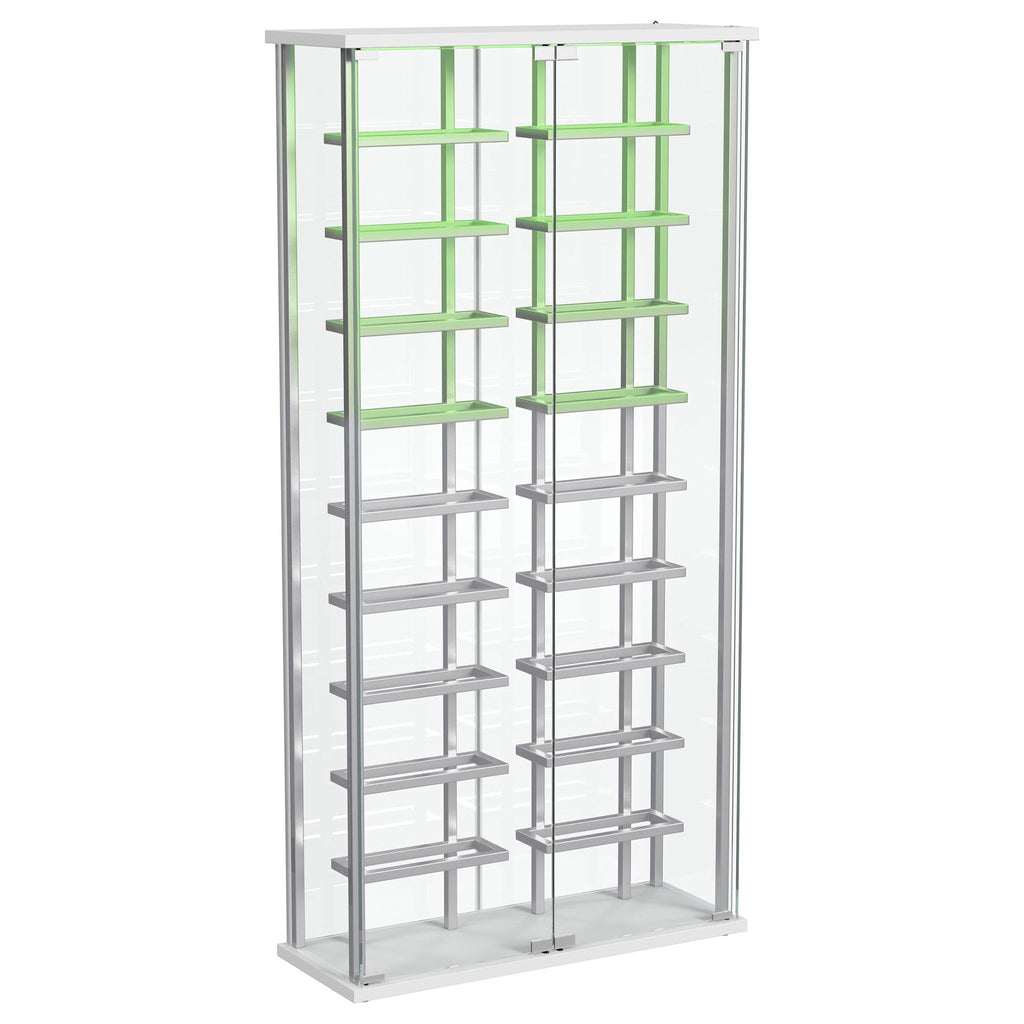 Wine Storage LED Curio Cabinet - Chrome