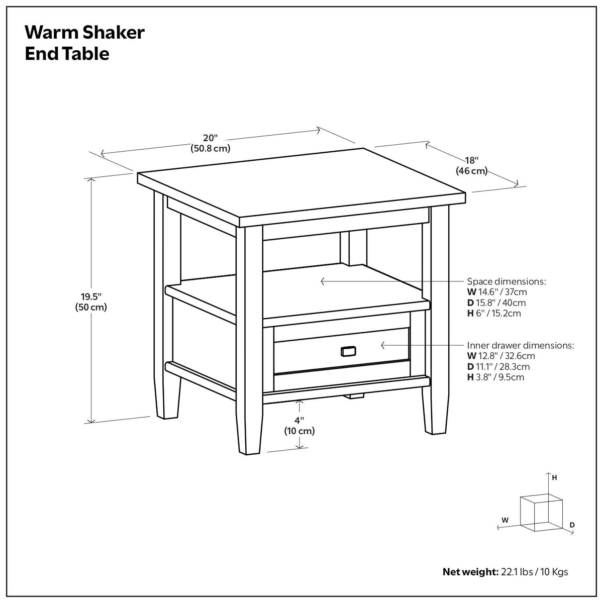Warm Shaker - End Table - Gray