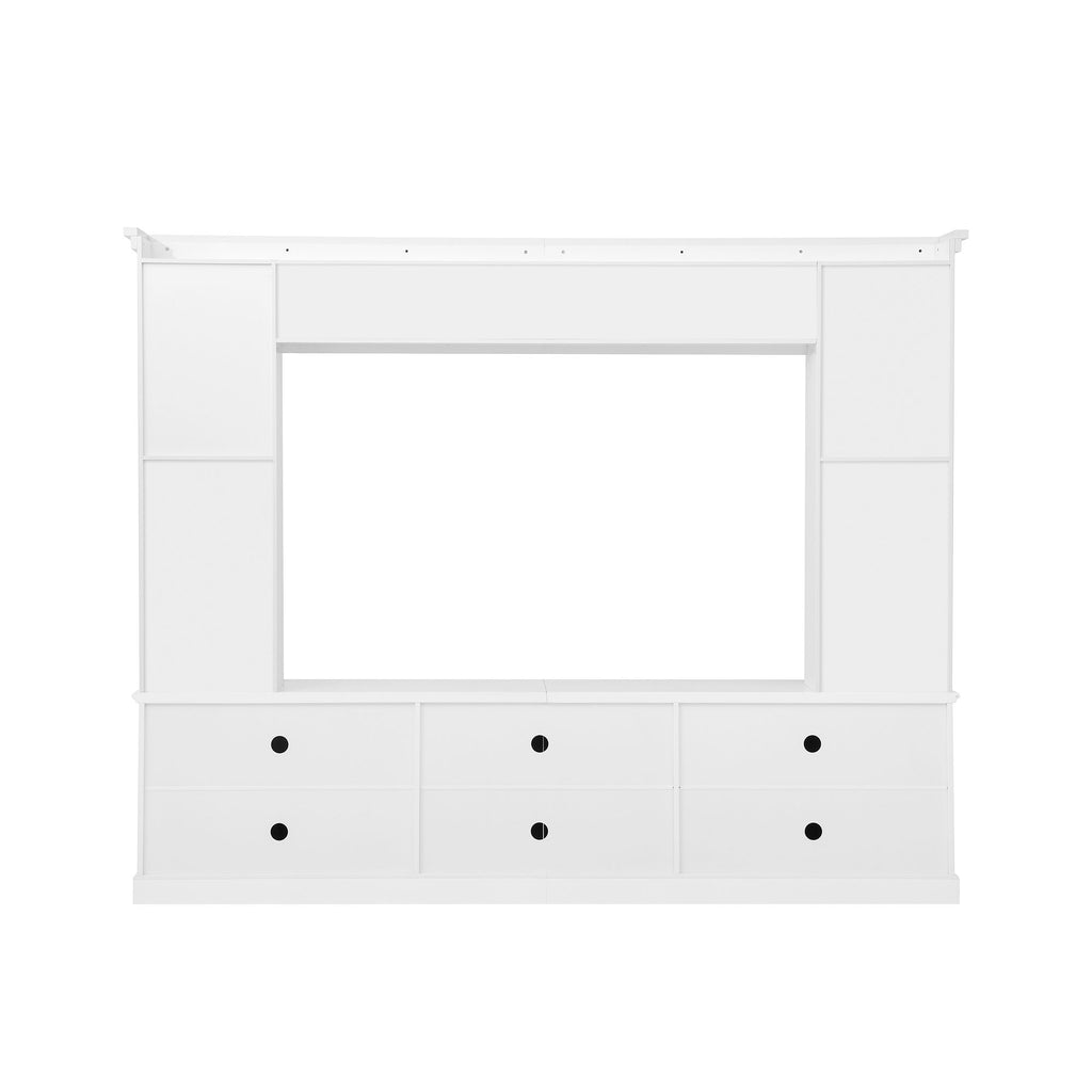 TV Stand With Bookcase, Storage Cabinet With 3 Adjustable Shelves, Living Room Entertainment Center - White
