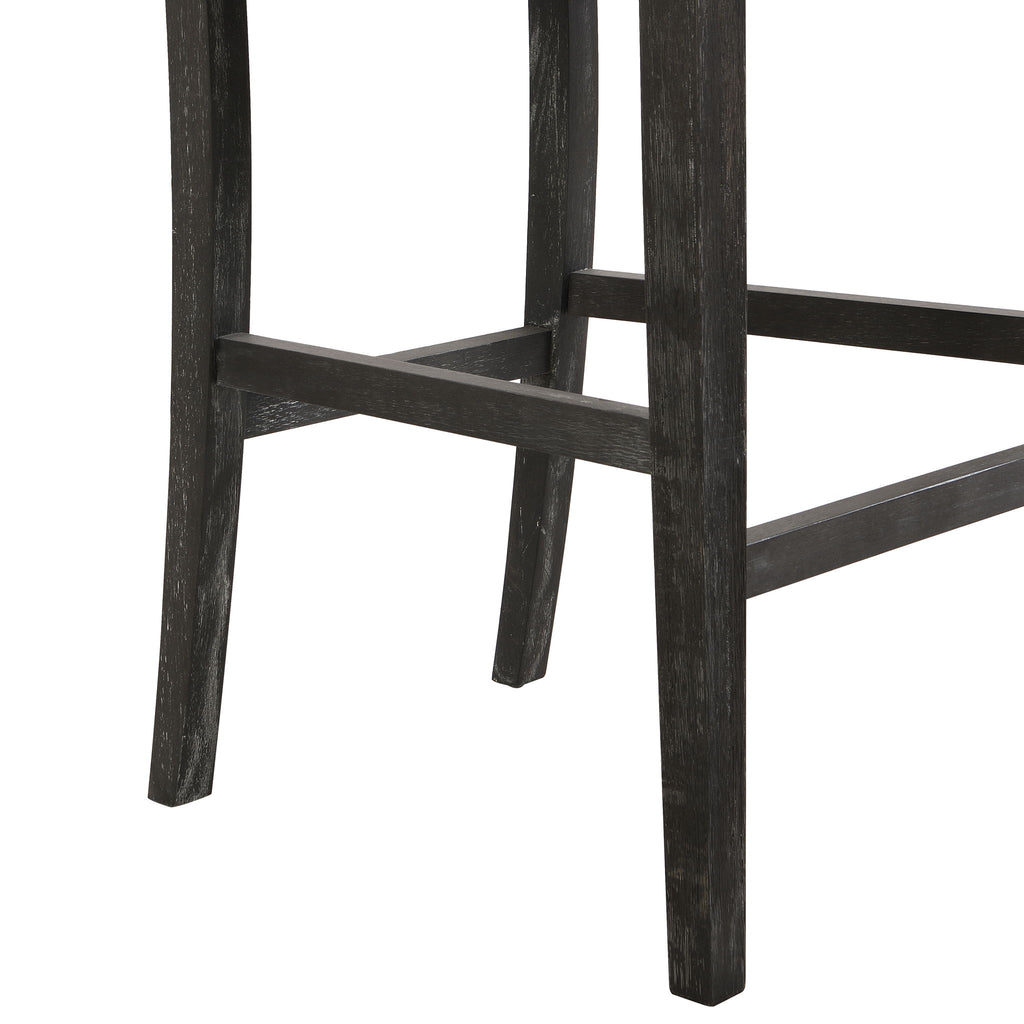 Bar Stools (Set of 2), Rubber Wood Frame, Retro Bar Chairs Suitable For Kitchen Island - Black / Gray