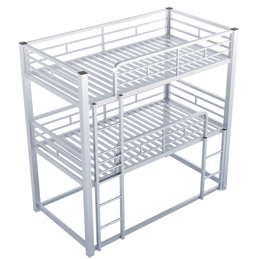 Triple Bunk Bed With Sturdy Construction And Space Saving Design