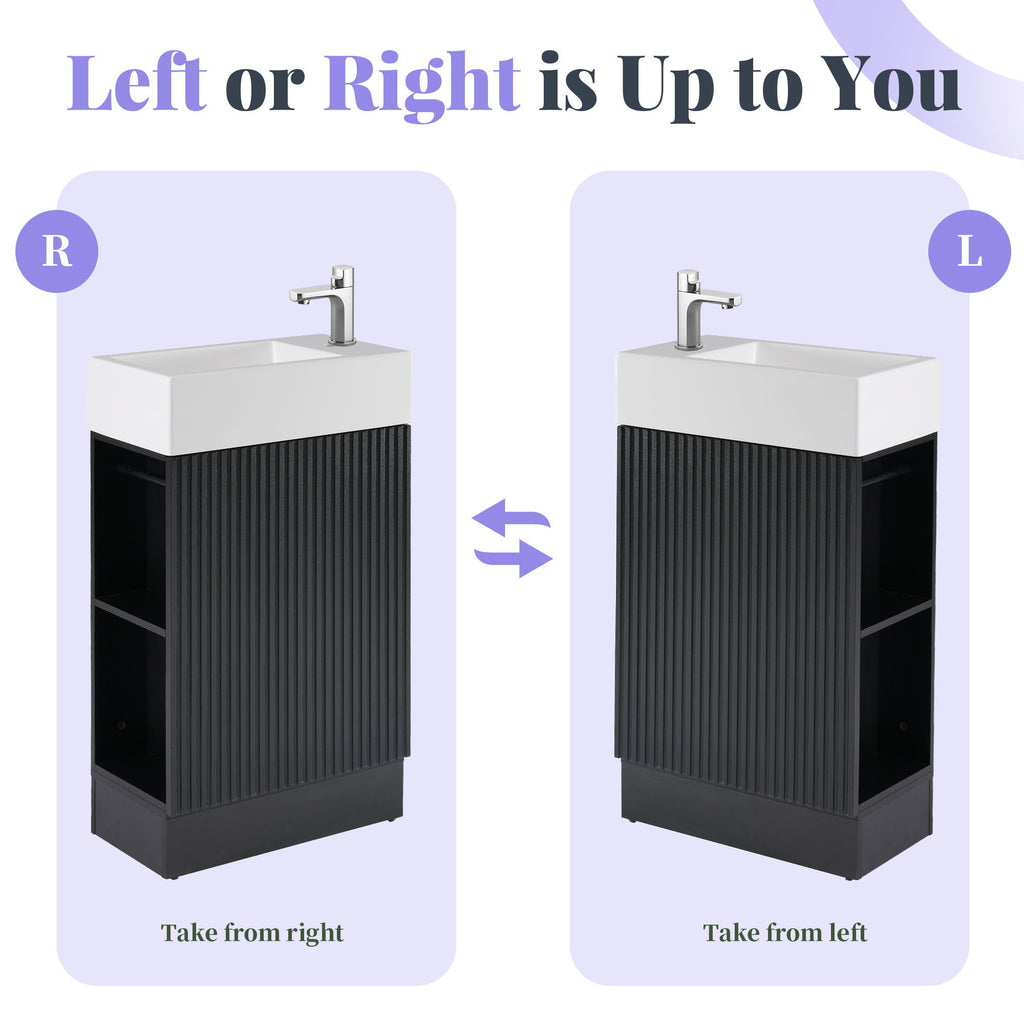 Modern Bathroom Vanity With Sink And 2 Tier Shelf