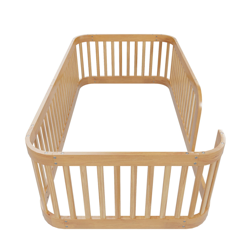 Wood Floor Bed Frame With Fence