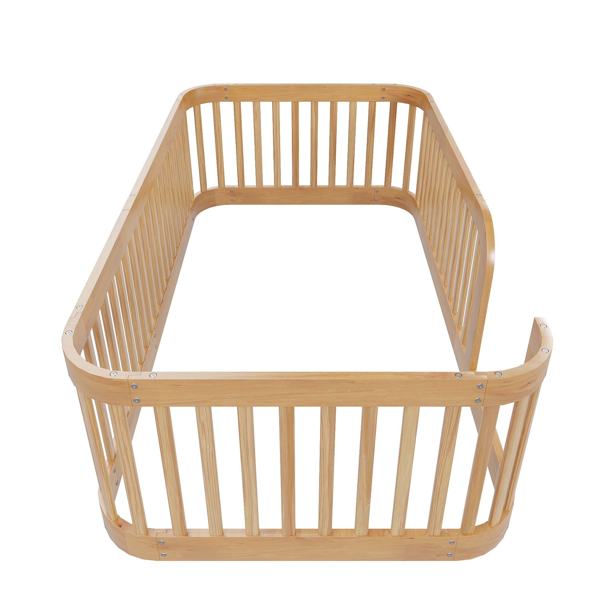 Wood Floor Bed Frame With Fence