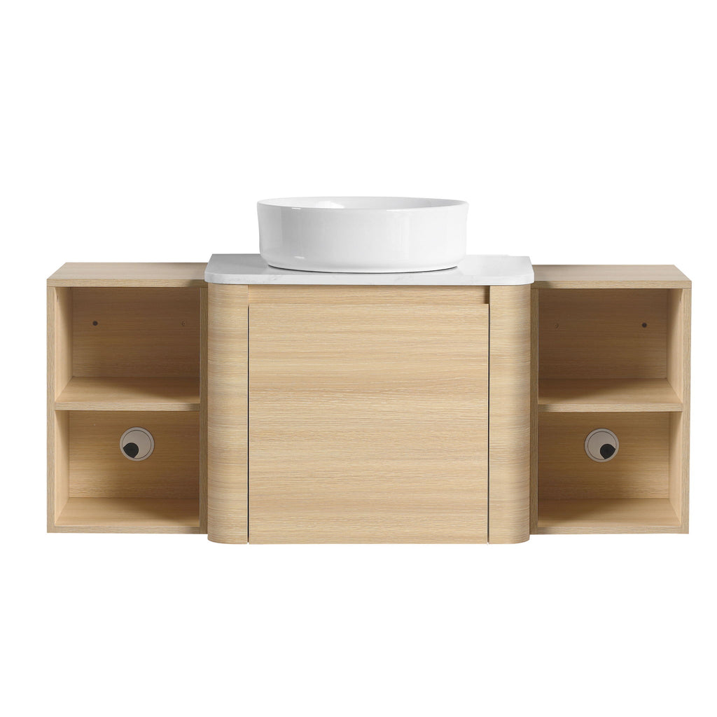 Mounted Bathroom Vanity With Art Sink, 2 Storage Shelves, Soft Close Door