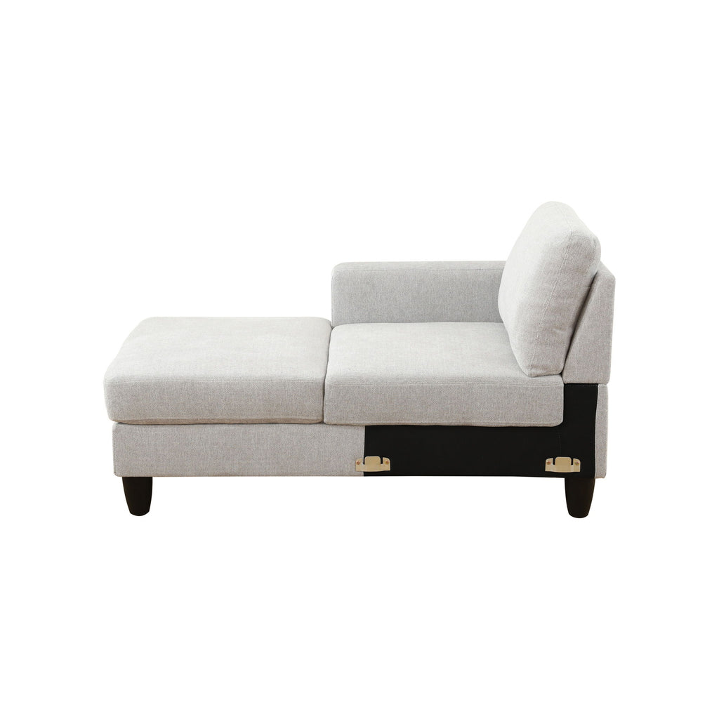2 Piece L - Shaped Left Chaise Sectional Sofa With Ottoman, Living Room Furniture - White / Gray