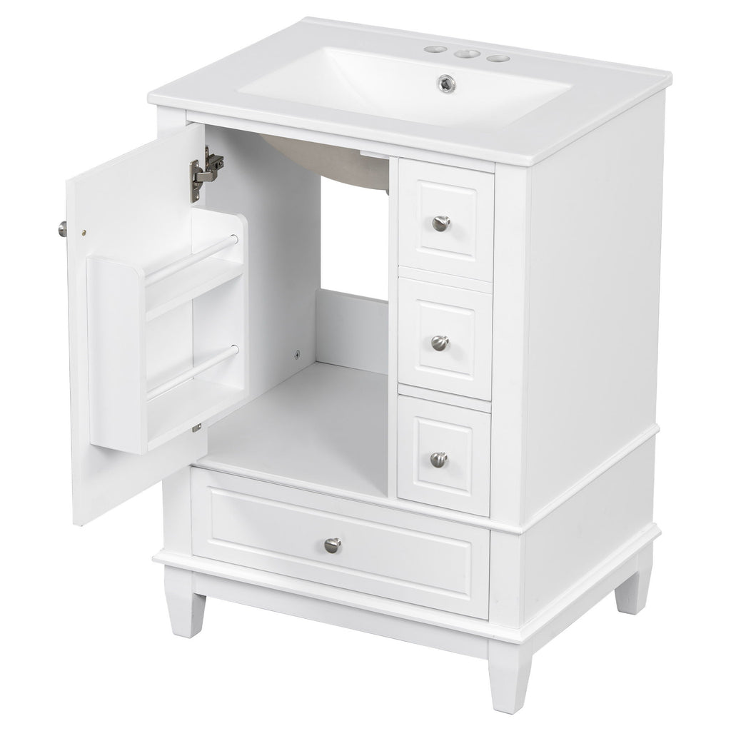 Modern Bathroom Vanity With Sink, Freestanding Cabinet With Drawers And Storage Shelves