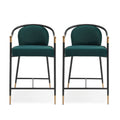 Contemporary Upholstered Counter Stool Set With Metal Frame