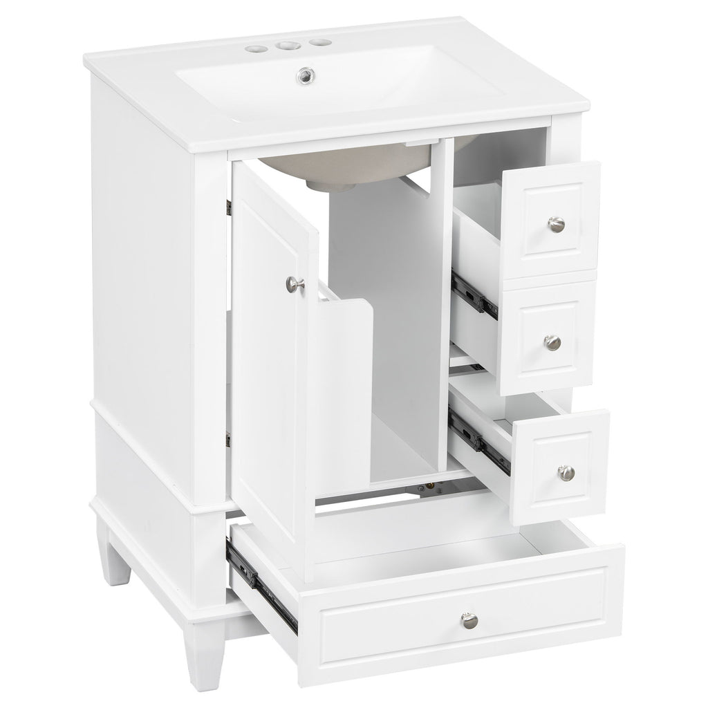 Modern Bathroom Vanity With Sink, Freestanding Cabinet With Drawers And Storage Shelves