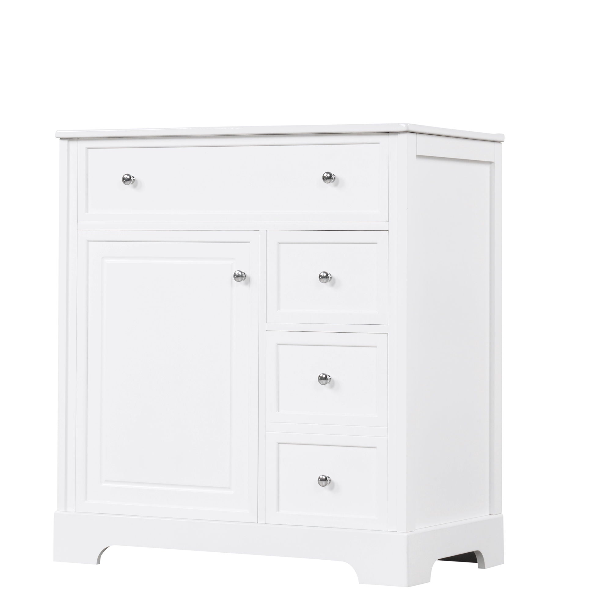 Bathroom Vanity With Sink Top, Cabinet With Door And 2 Drawers - White