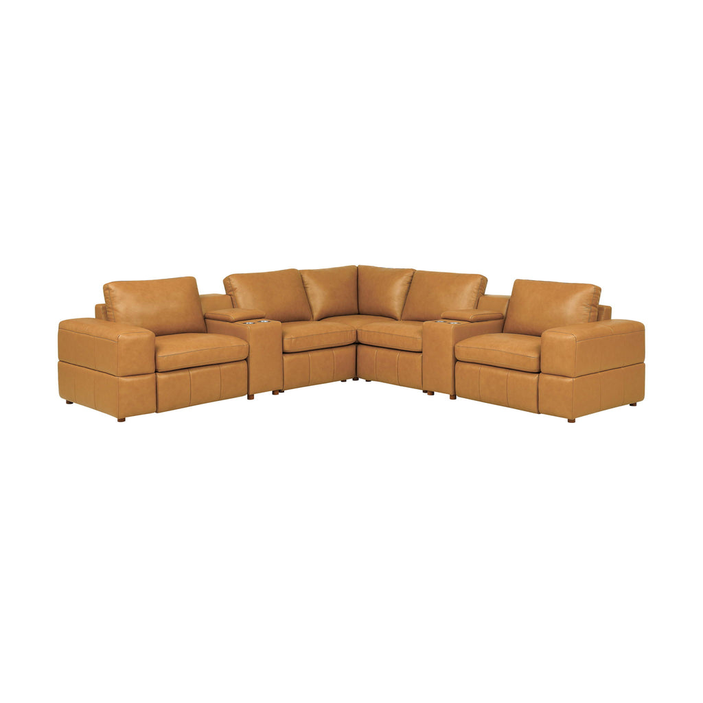 Upholstered Large Arms Sectional With Recliner Seats