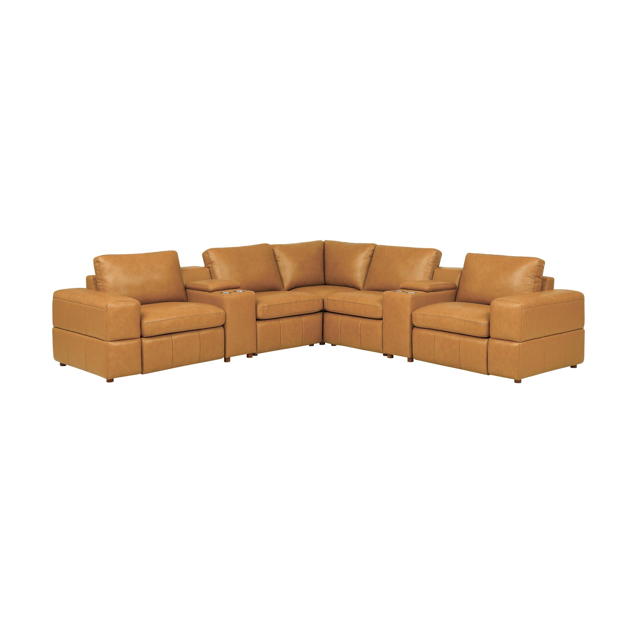 Upholstered Large Arms Sectional With Recliner Seats
