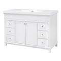 Bathroom Vanity & Sink, 6 Soft Close Drawers & Double Doors - White