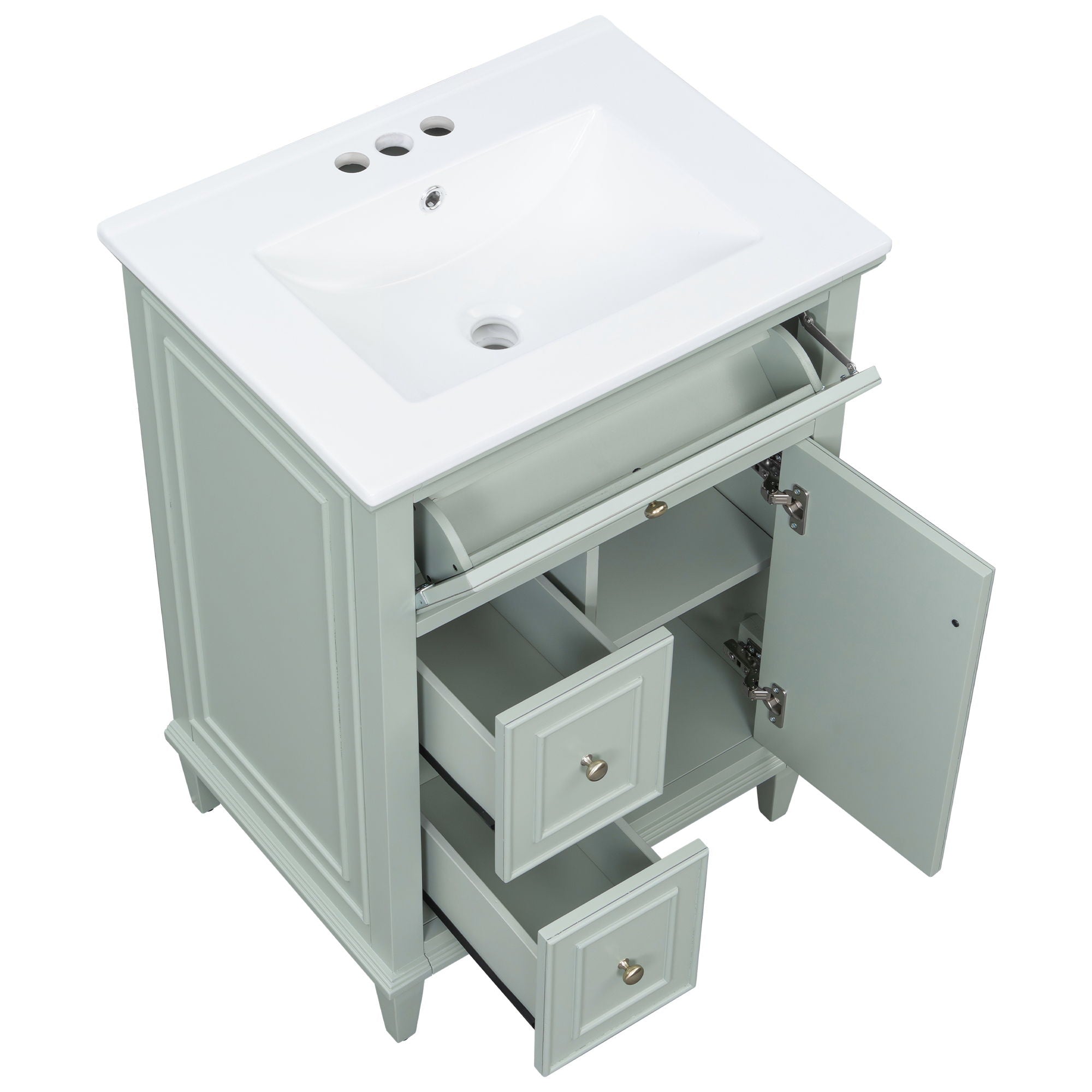 Modern Bathroom Vanity With Sink, Adjustable Shelf, 1 Flip Drawer & 2 Drawers