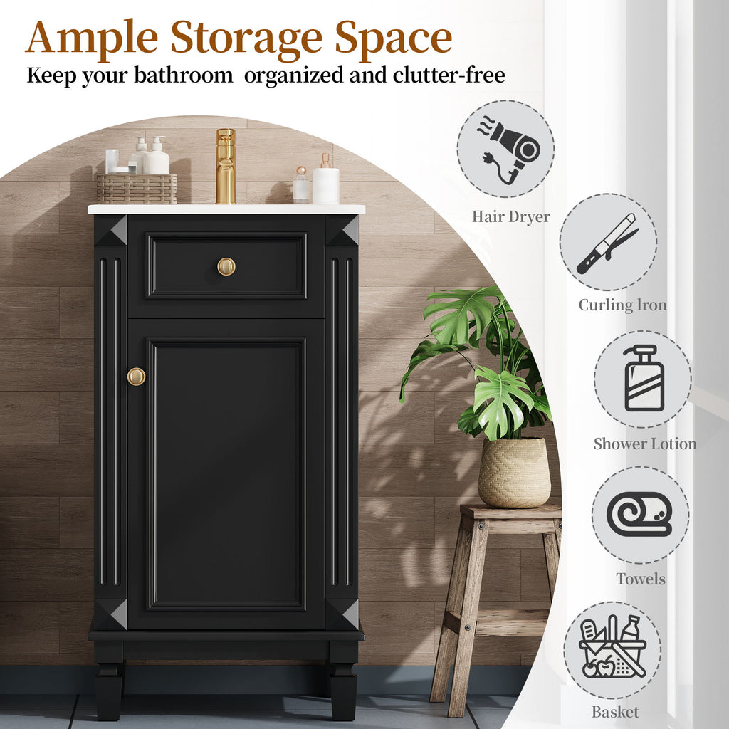 Bathroom Vanity With Sink, Soft-Closing Door, Adjustable Shelf