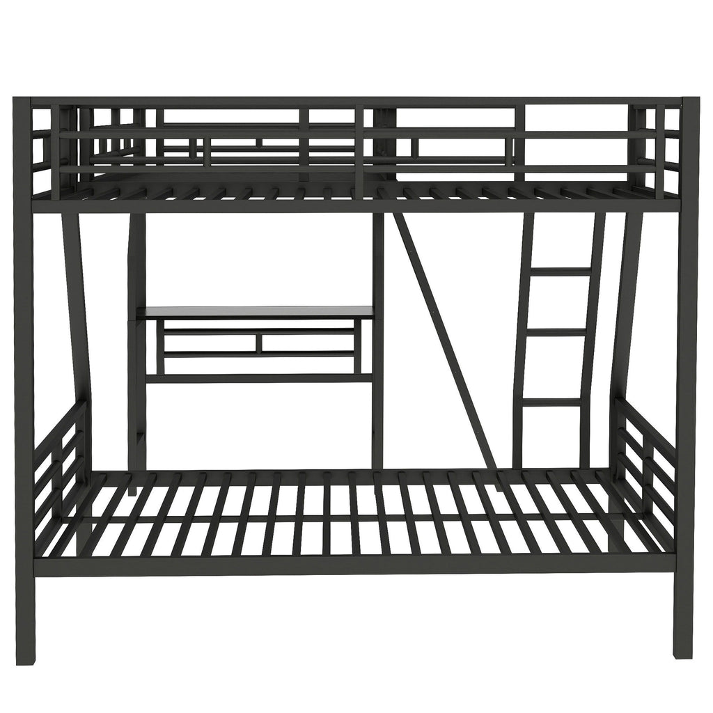 Twin Over Full Bunk Bed With Loft And Desk, L-Shaped Design For 3 Sleepers - Black
