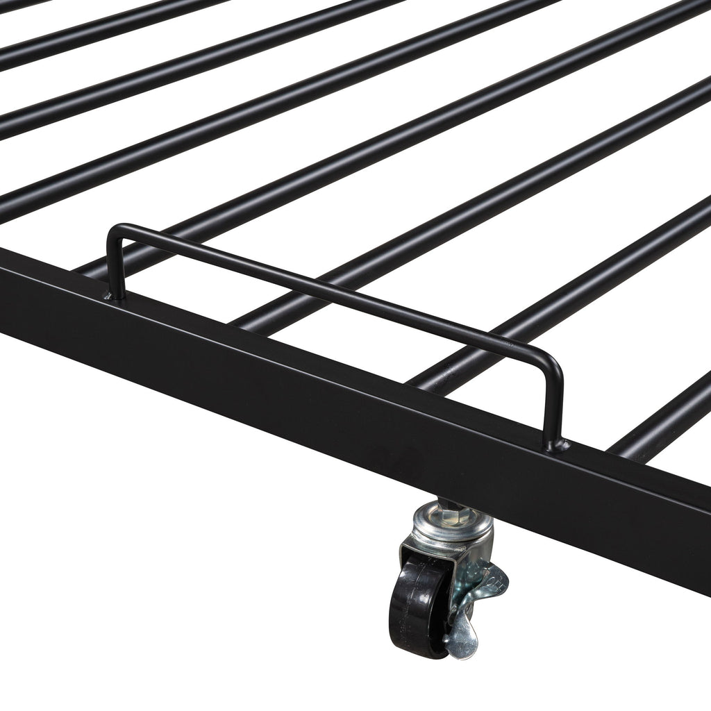 Platform Bed Frame With Trundle, USB Ports And Slat Support, No Box Spring Needed