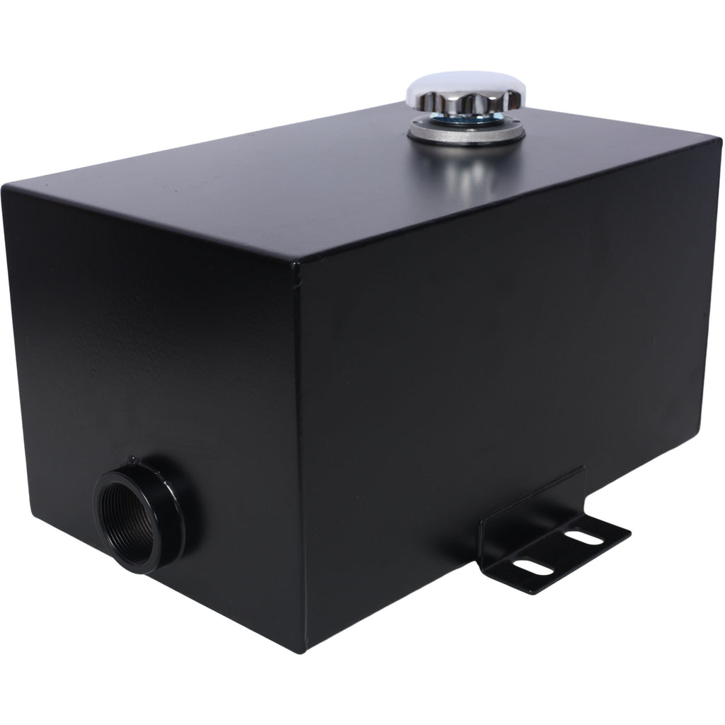 Heavy Duty 5 Gallon Steel Hydraulic Fluid Reservoir Tank With Mounting Foot, 14 Gauge - Black