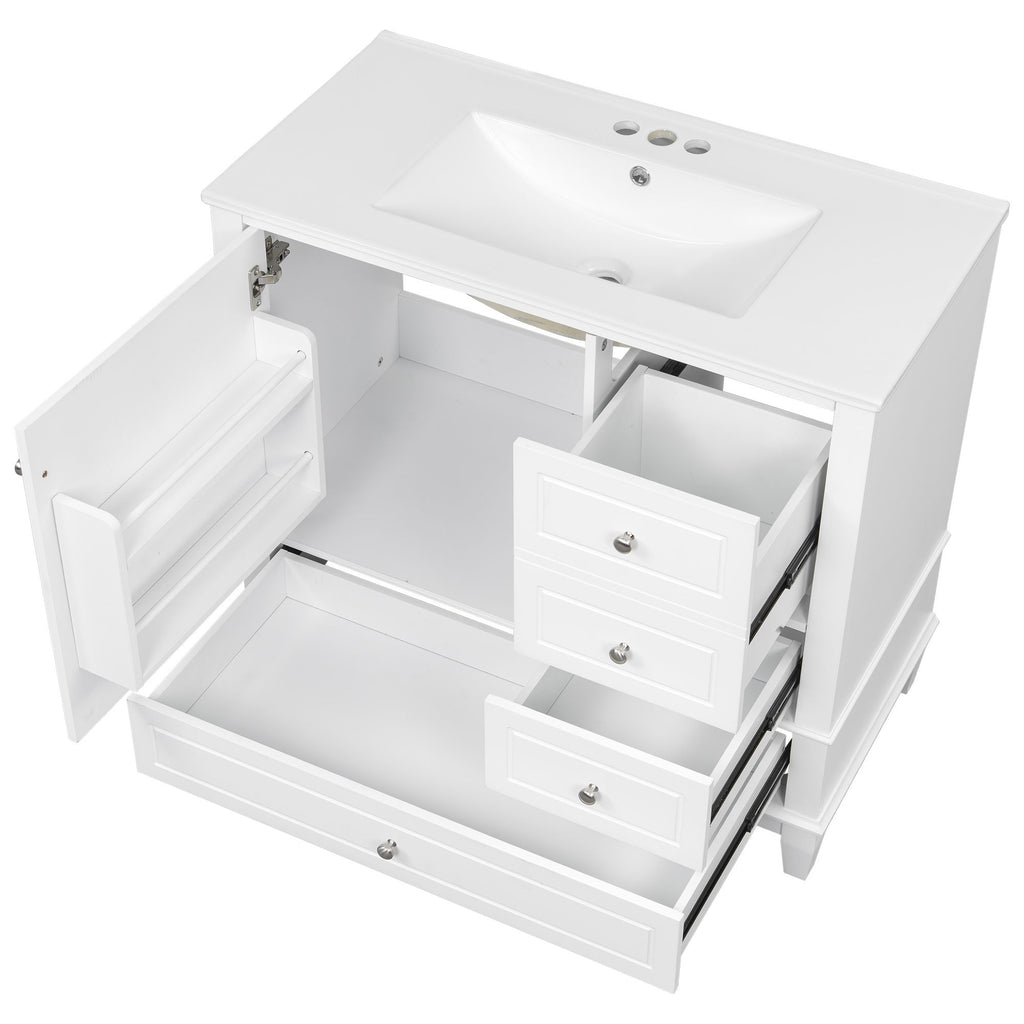 Modern Bathroom Vanity With Sink, 3 Drawers & Cabinet