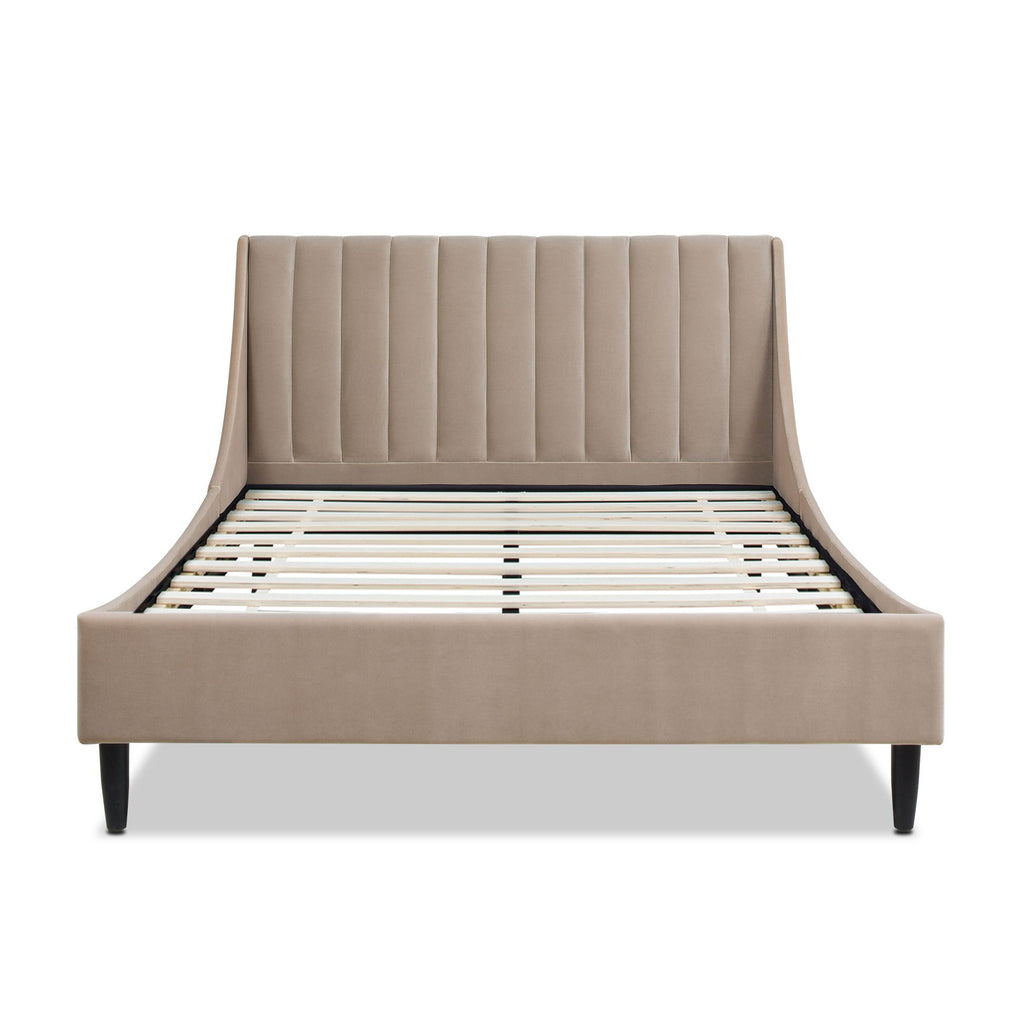 Aspen - Queen Vertical Tufted Modern Headboard Platform Bed Set - Mink