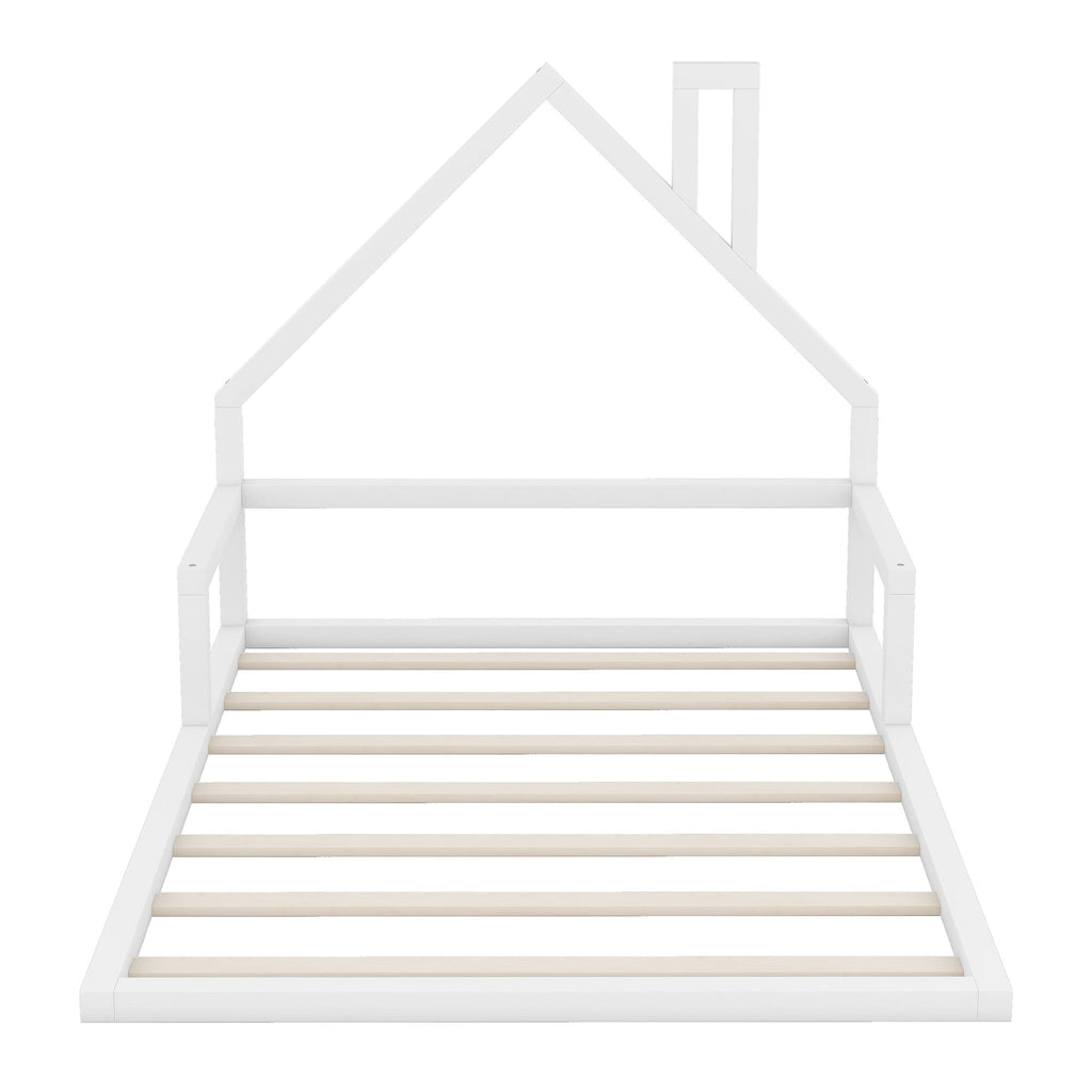 Elegant Floor Bed With House Shaped Headboard