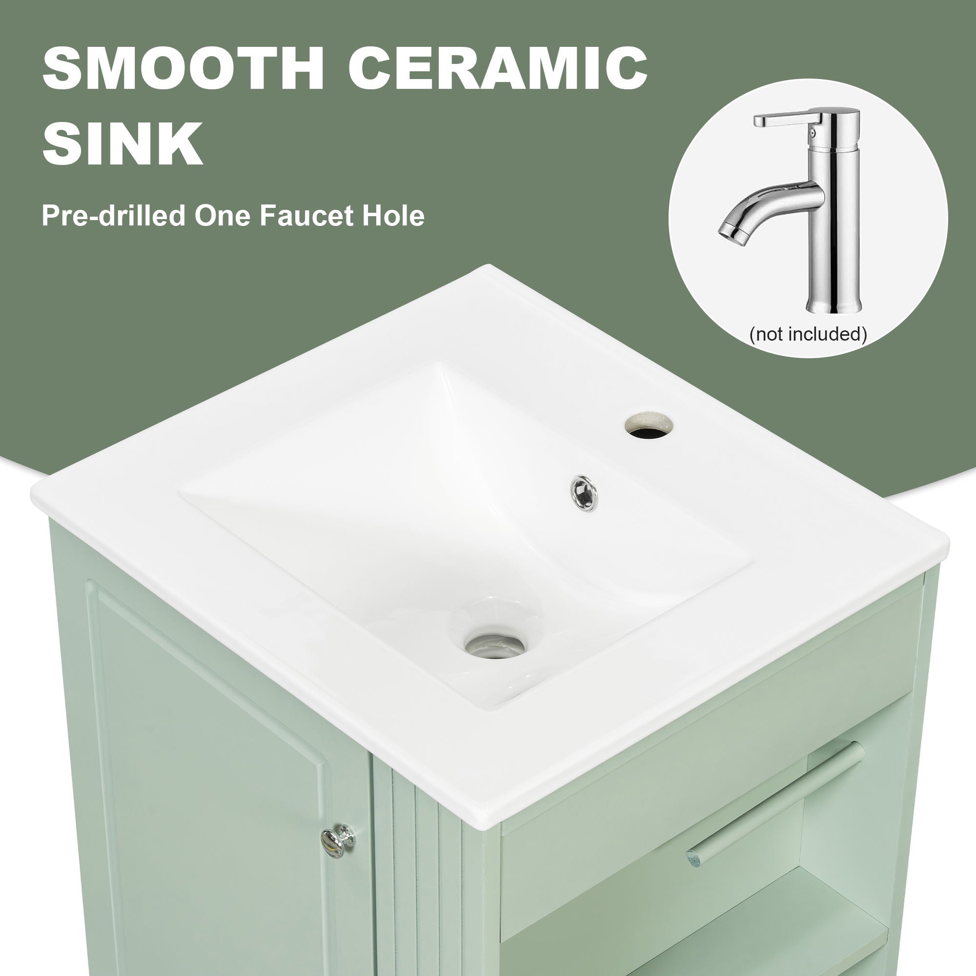 Modern Freestanding Bathroom Vanity With Sink, Soft-Close Drawer, Towel Bar