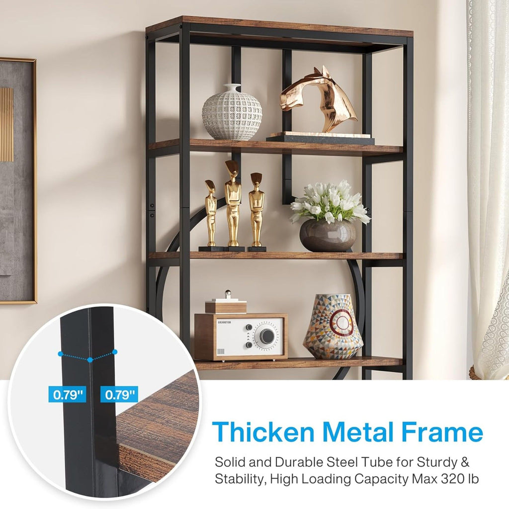 6 Tier Bookshelf For Living Room - Rustic Brown