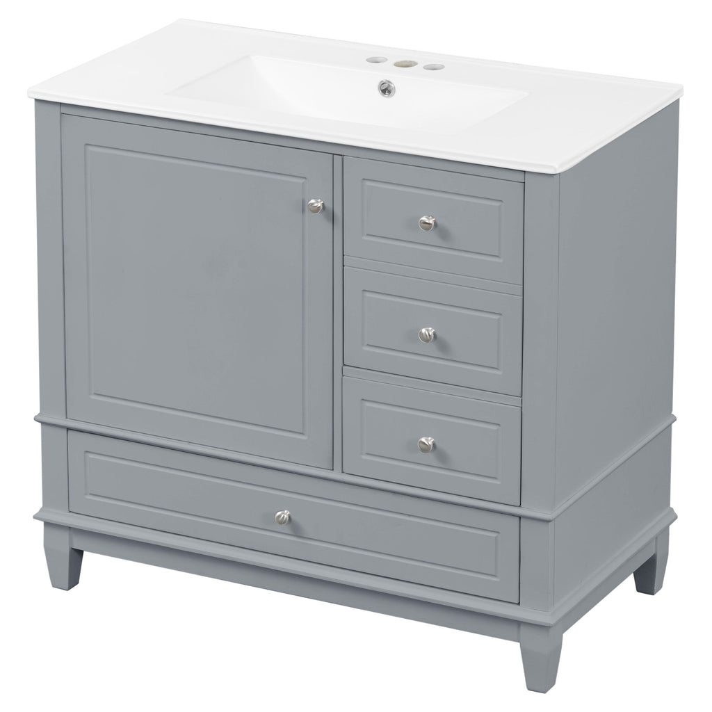 Modern Bathroom Vanity With Sink, 3 Drawers & Cabinet