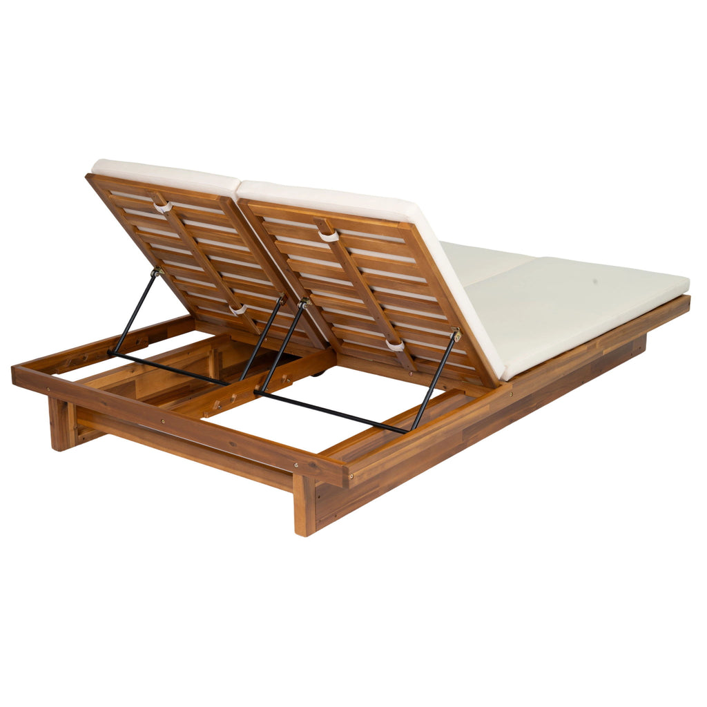 Double Sunlounger With Adjustable Backrest - Beige