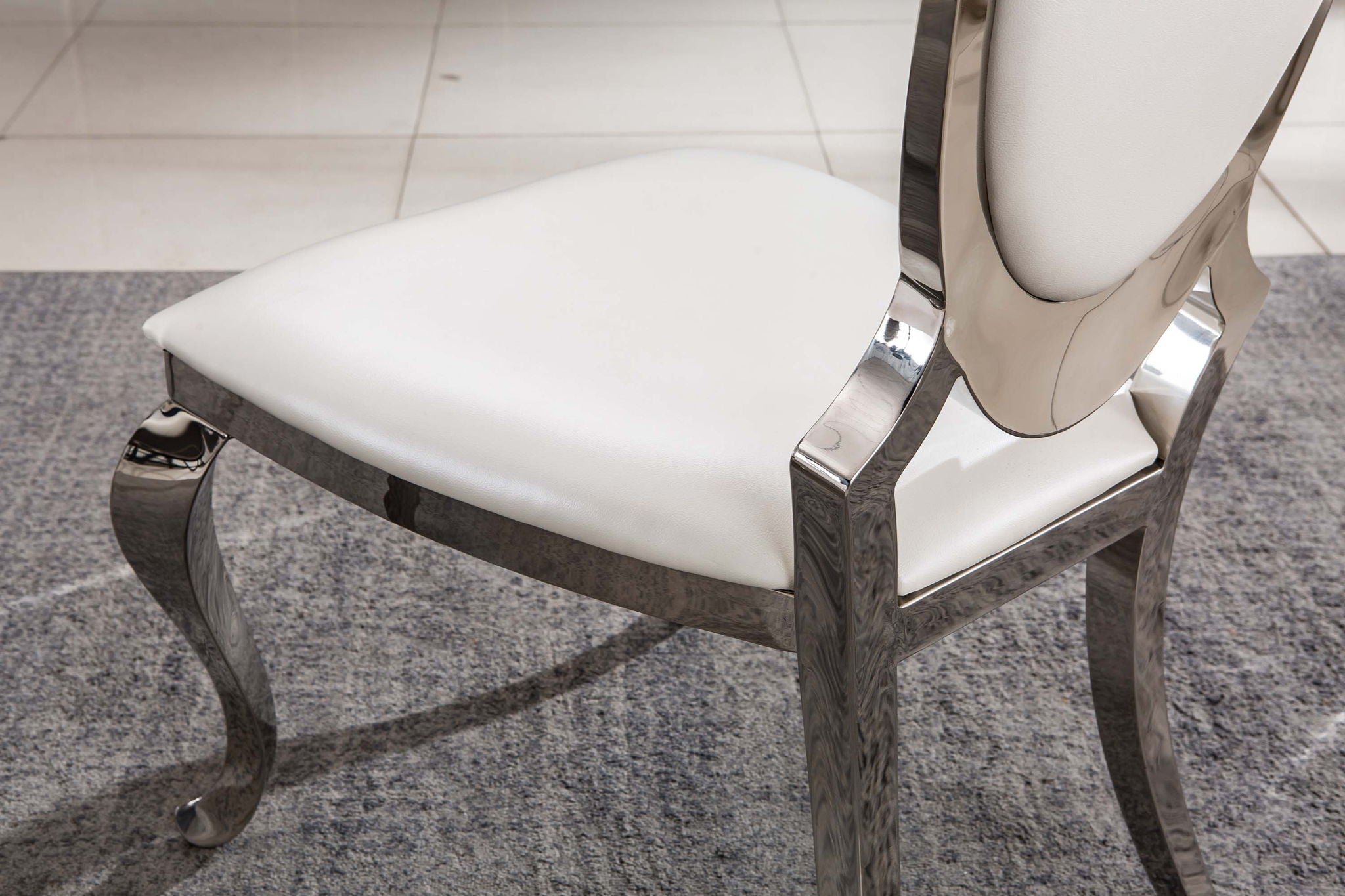 Dining Chair With Oval Backrest, Stainless Steel Legs (Set of 2)