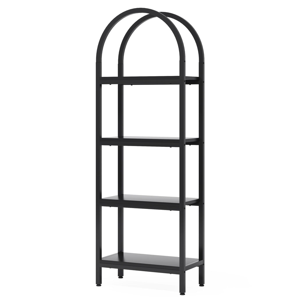 Industrial 4 Tier Open Bookshelf With Curved Top