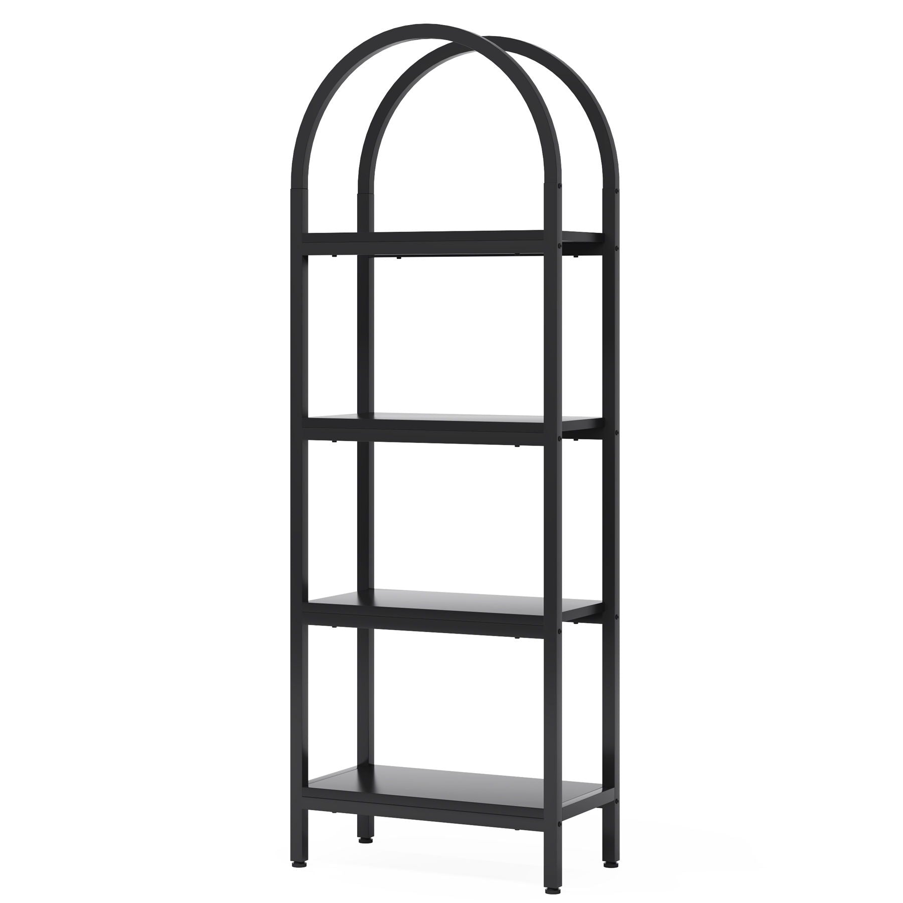 Industrial 4 Tier Open Bookshelf With Curved Top