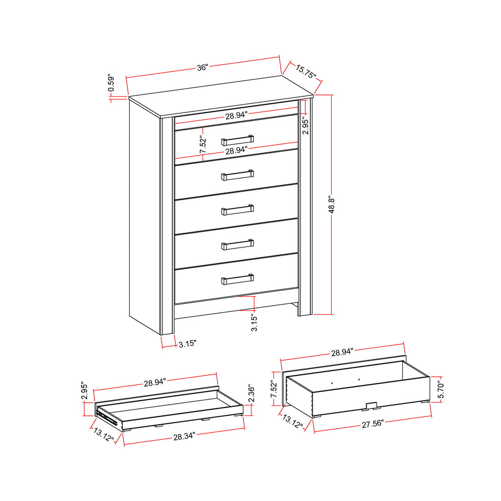 Lorenzo - 5 Piece Bedroom Set With Glittered Detailing