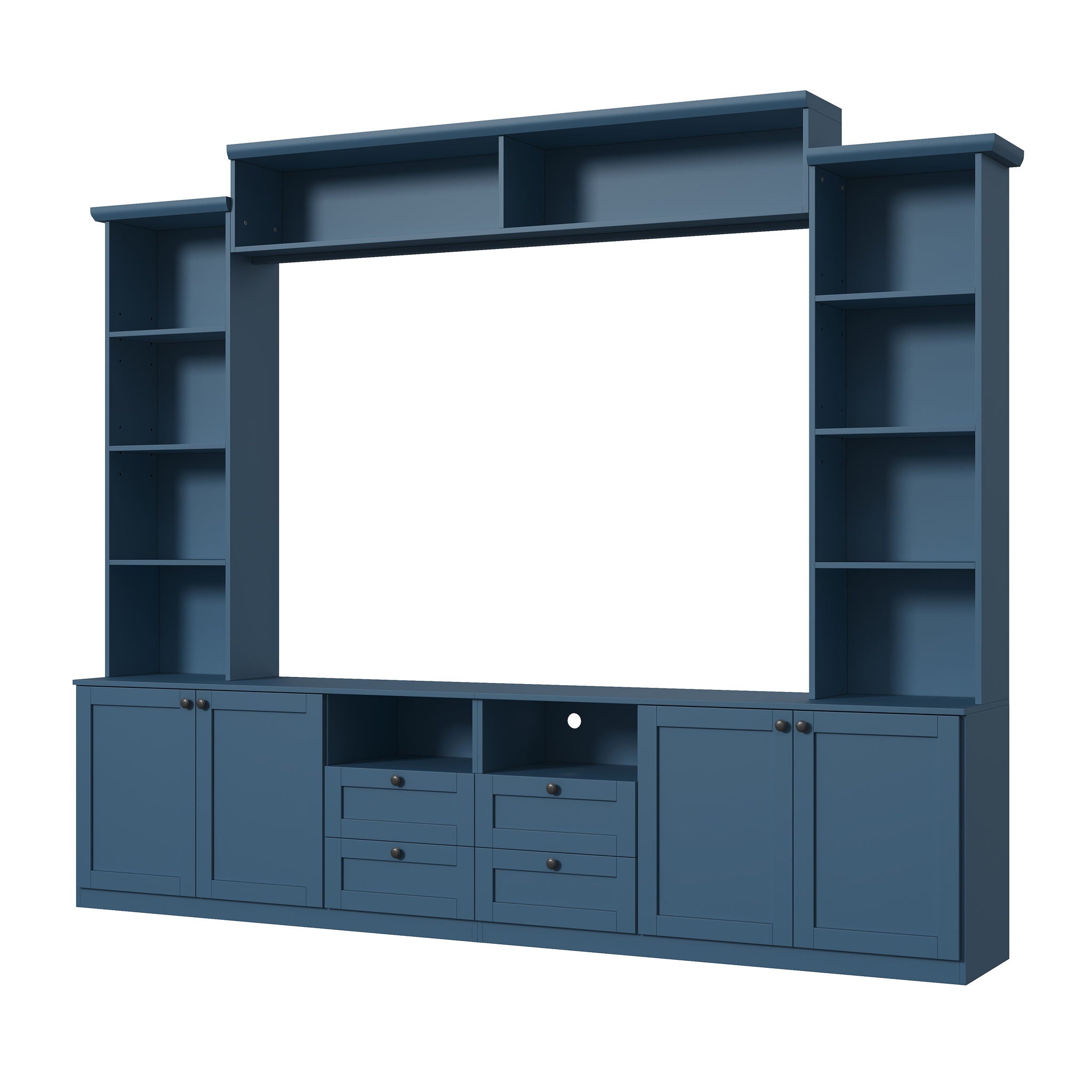 Farmhouse Elegant Entertainment Center Wall Unit With 4 Drawers