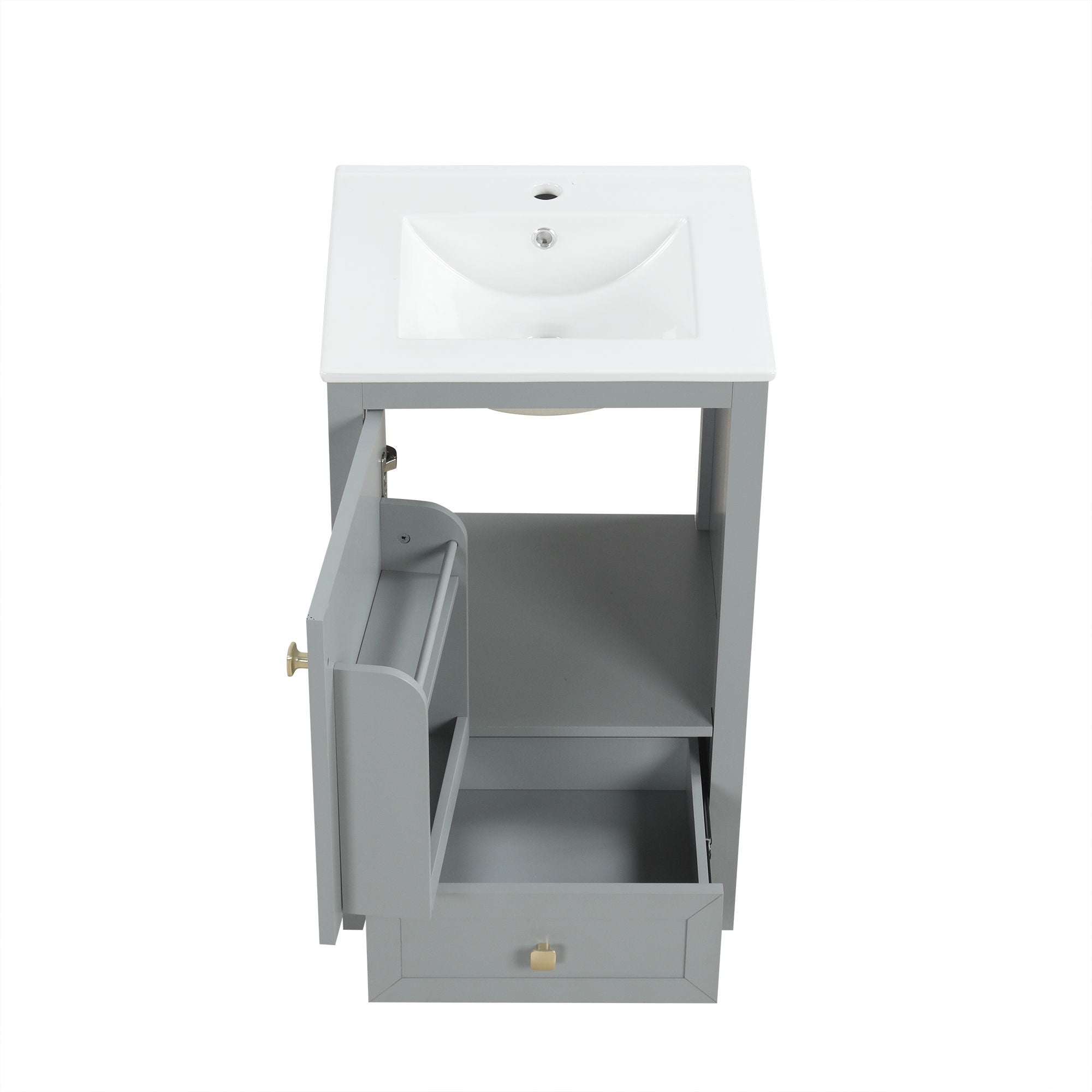 Bathroom Vanity With Sink, Soft Closing Cabinet Door, Storage Rack And Drawer