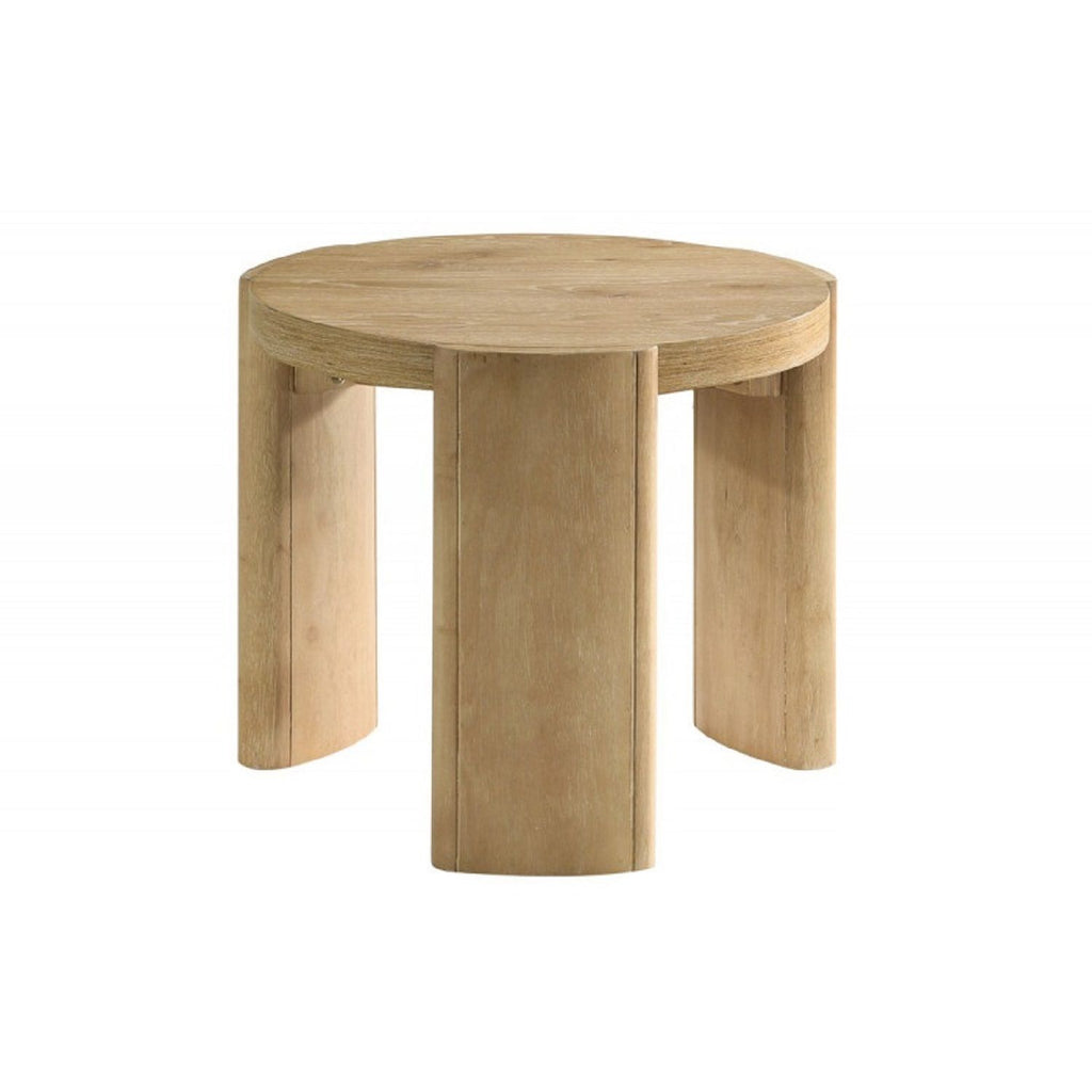 21" Kepler Drift Round End Table, Living Room 1 Piece Sofa Side Table With Curved Legs - Driftwood