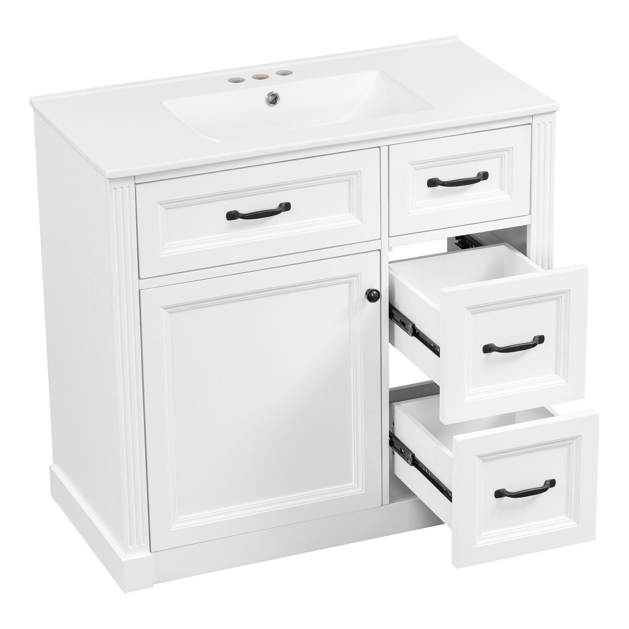 Modern Bathroom Vanity With Sink, 4 Drawers, Soft-Close Door, Adjustable Shelf